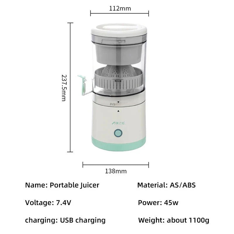 Portable Electric Rechargeable Citrus Fruit Juicer